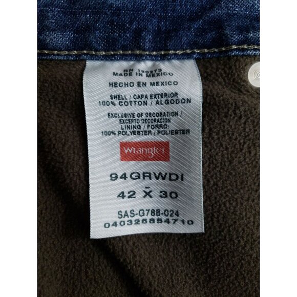 Wrangler Relaxed Fit Fleece-Lined Mens Jeans 42x30 Denim Cotton Blend - Picture 8 of 10